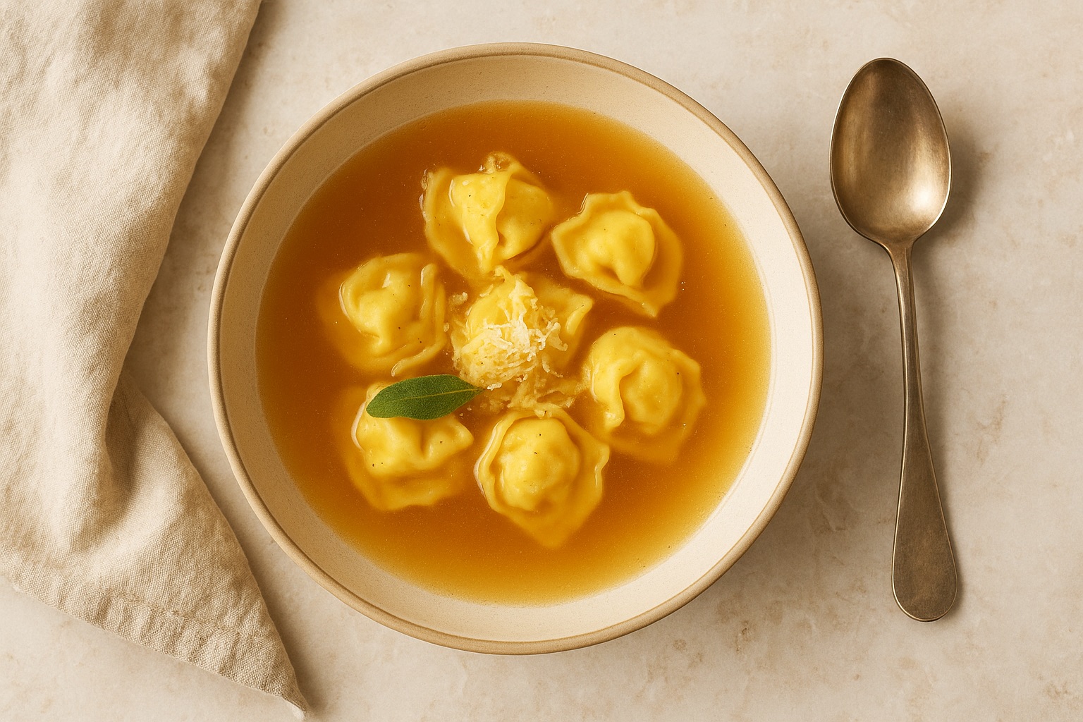 Streekgerecht uit Rapagnano: gevulde pasta in een bouillon van kapoen