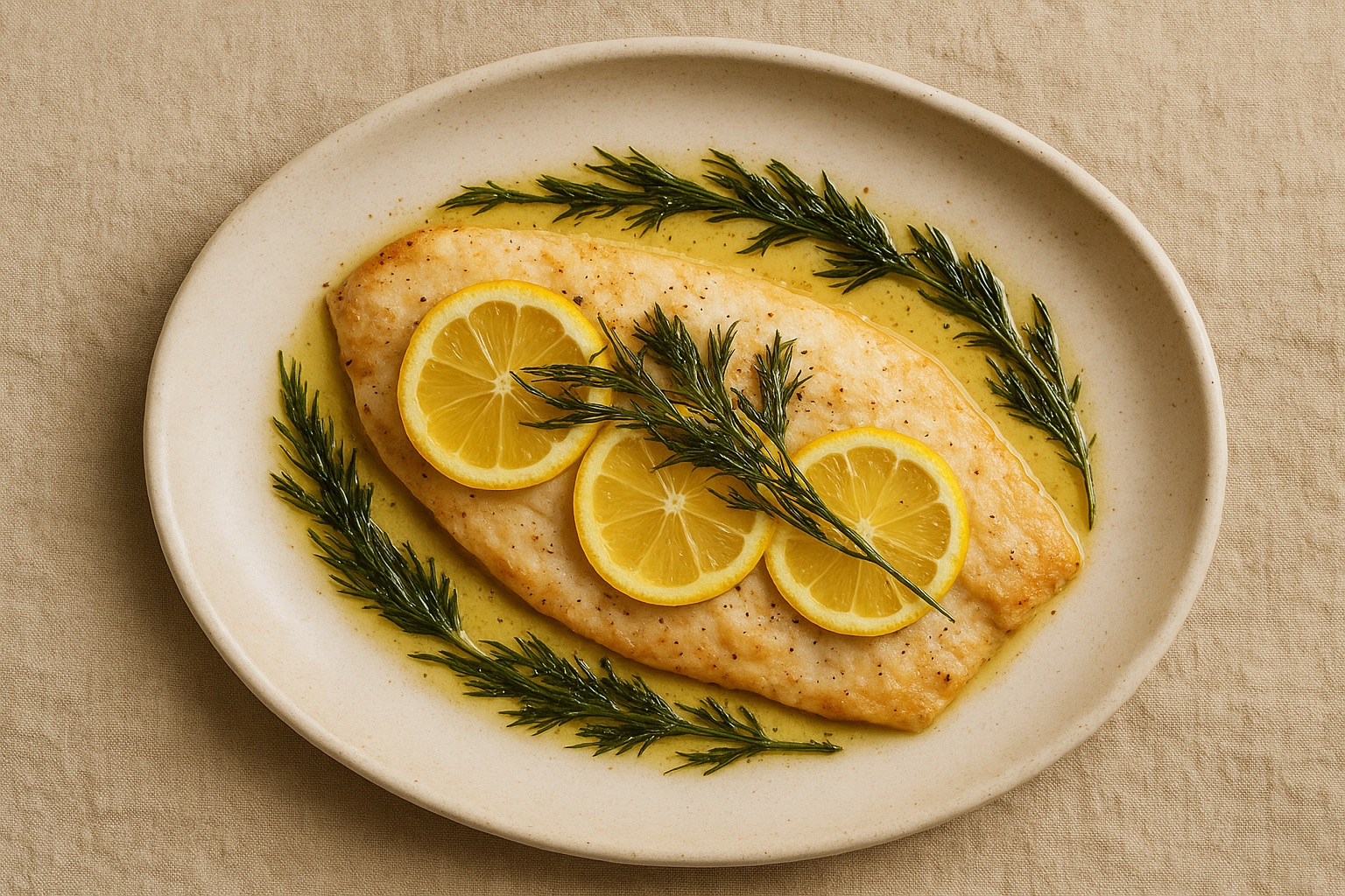 Streekgerecht uit de Tre Laghi: zeeltfilet met citrus en wilde venkeltoppen