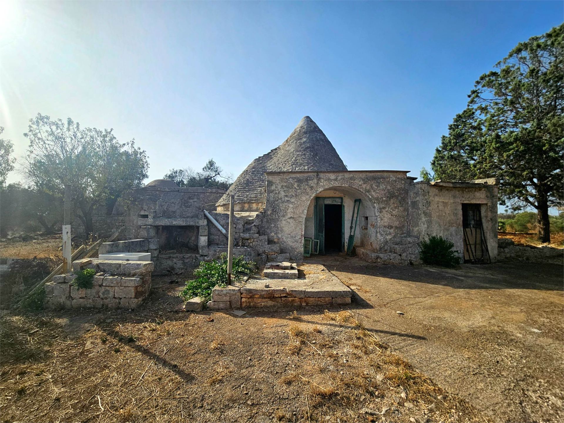 Complex van Trullo en Lamia tussen de Olijbomen op platteland